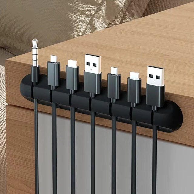 VORTNGLE Kabel Organizer Silikon Clips zur Kabelverwaltung für USB, Maus, Tastatur und Kopfhörer in Schwarz oder Weiß - Bild 1