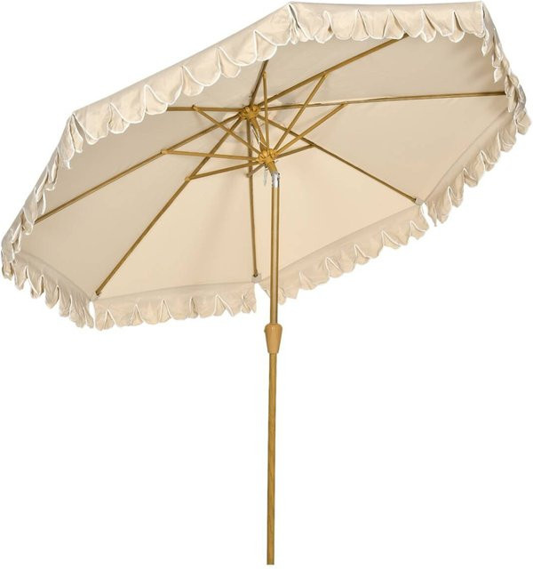 Outsunny Sonnenschirm aus Polyester in Beige mit 8 Rippen und Stahlgestell, B/H/T: 265 x 235,5 x 265 cm - Bild 1