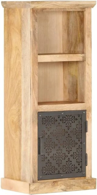 vidaXL Highboard aus Mango Massivholz mit Türen und Regalen, Farbe Braun/Schwarz, B/T/H: 45 x 32 x 110 cm - Bild 1