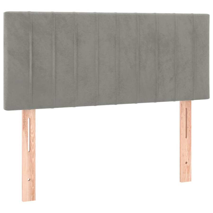 vidaXL Boxspringbett mit Matratze Hybrid-Design aus Samt in Hellgrau, B/T/H: 90 x 200 x 78 cm - Bild 4