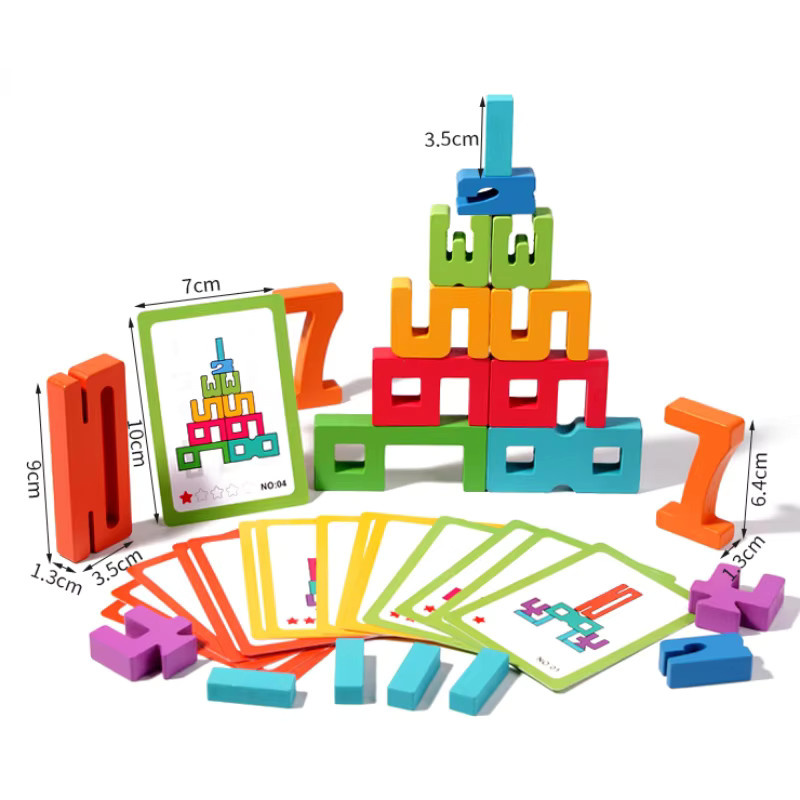 BizyKoady Montessori Math Holz Anzahl Stapeln Bausteine Digitale Balance Spielzeug, Bunt / Mehrfarbig - Bild 3