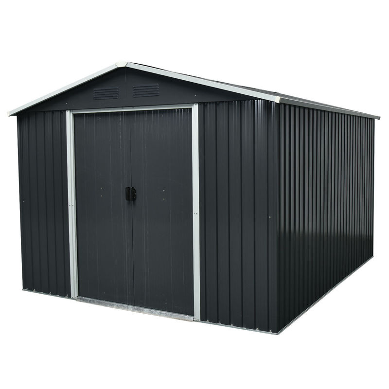 Pergart Gerätehaus Dresden II aus Metall in Grau mit Schiebetüren und Giebeldach, B/T/H: 301 x 238 x 214 cm - Bild 4