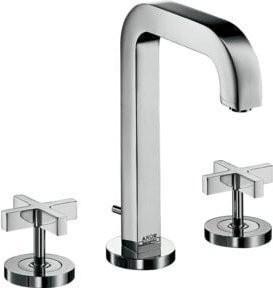 Hansgrohe Axor Citterio 3-Loch-Waschtischarmatur in Chrom mit Kreuzgriffen und Pop-up-Abfluss - Bild 1