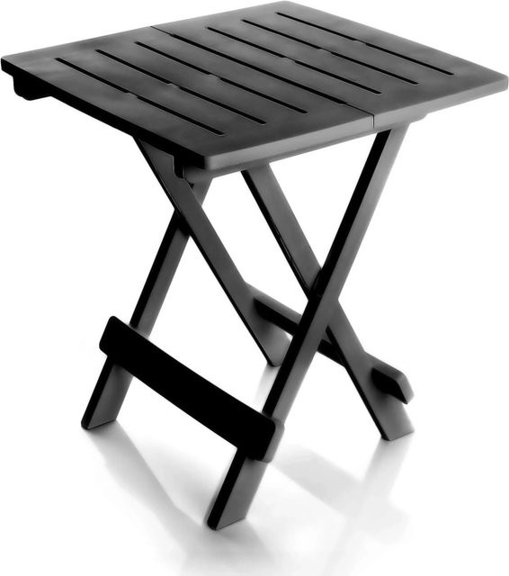 BigDean Klapptisch Klein in Anthrazit aus Kunststoff, wetterfester Campingtisch und Beistelltisch für Garten und Balkon, B/T/H: 45 x 43 x 50 cm - Bild 1