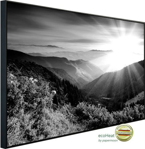 papermoon EcoHeat Infrarotheizung Landschaft Schwarz Weiss mit App-Steuerung und Überhitzungsschutz - Bild 1