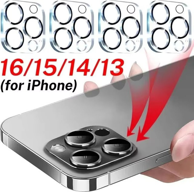 VORTNGLE Rückkamera-Objektivschutz aus gehärtetem Glas für iPhone 13 14 15 16 Pro Max Plus, transparent - Bild 1