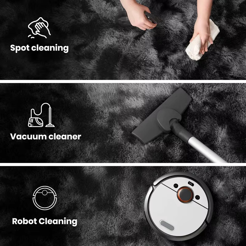VIKAMA Minimalistischer Plüsch-Wohnzimmerteppich in Grau, weiche Bodenmatte für Kinderzimmer und Wohnzimmer - Bild 6
