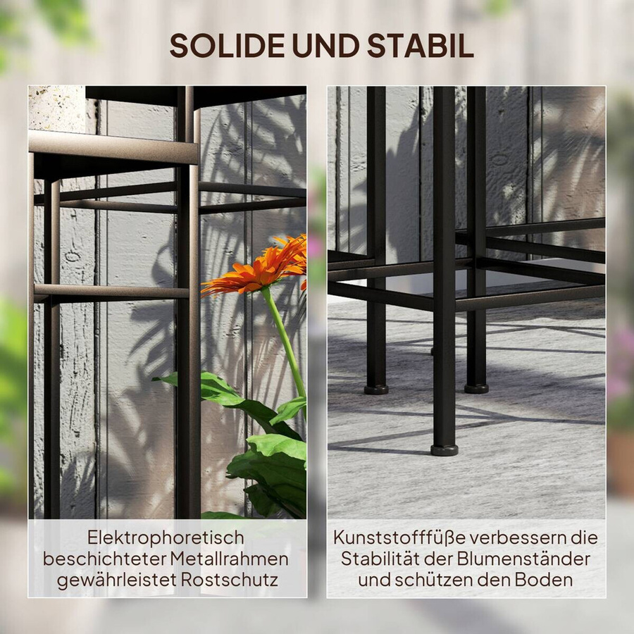 Outsunny 3er-Set Pflanzenständer aus Metall mit Mosaikdesign, Blau und Weiß, B/T/H: 28 x 28 x 71 cm - Bild 5