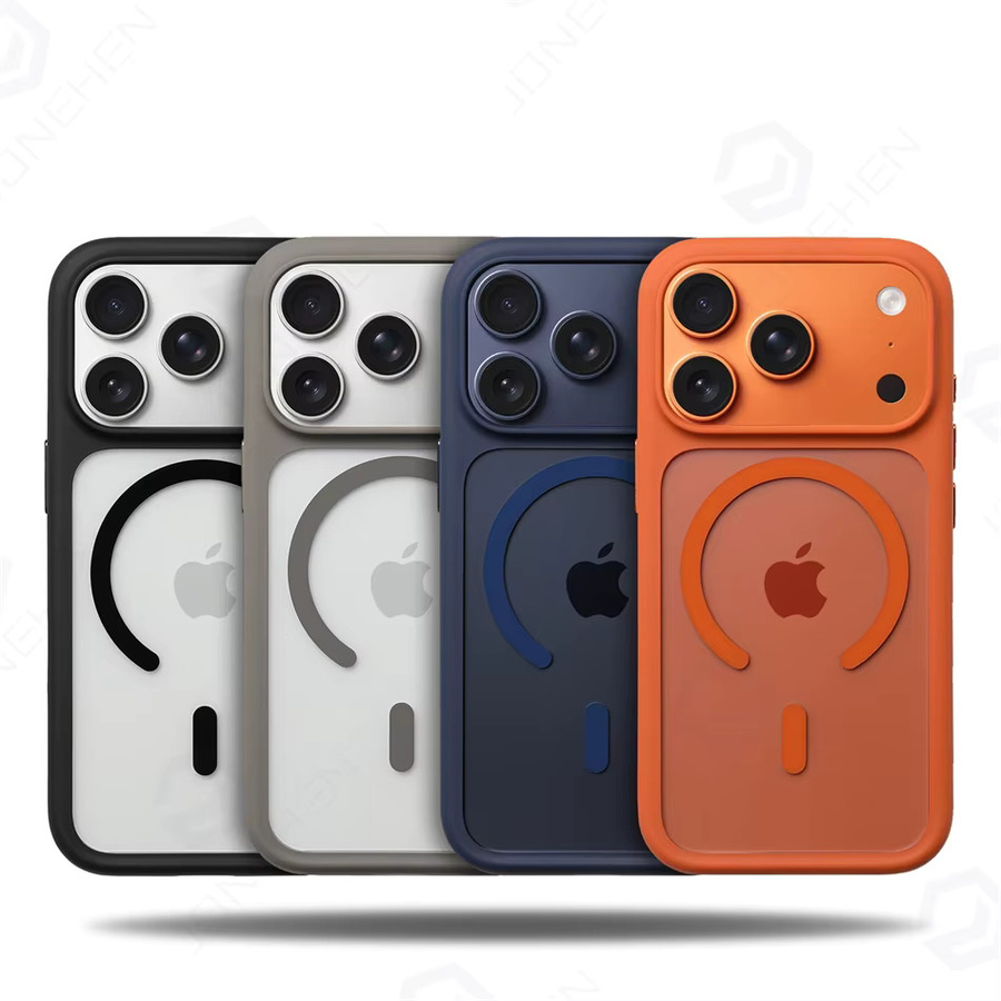 MagSafe Kamera-Steuerknopf Schutzhülle für iPhone 17 Pro Max und iPhone 17 Pro, transparente Stoßfeste Magnet-Hülle in Orange - Bild 3