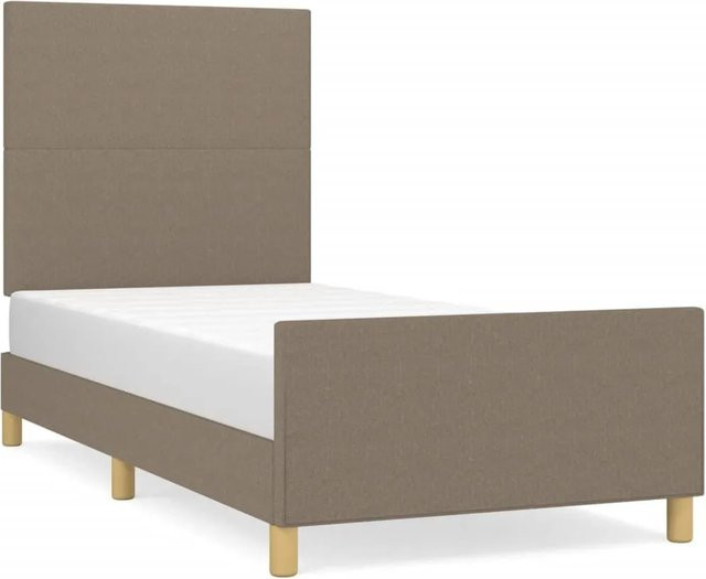 vidaXL Bettgestell mit Kopfteil in Taupe aus Stoff, B/T/H: 90 x 200 x 128 cm - Bild 1