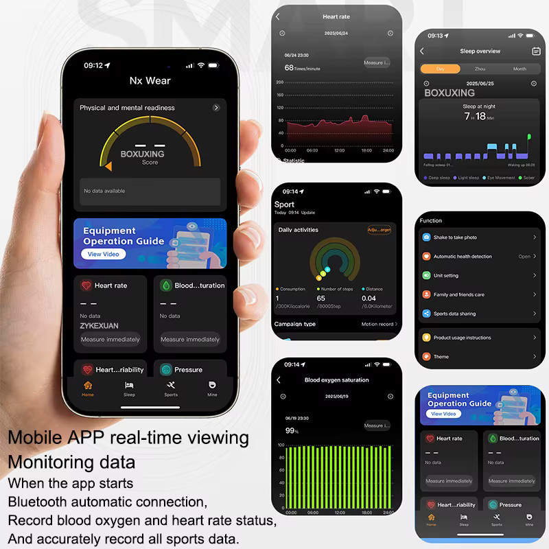BOXUXING Fitness Tracker Smartband für Herren in Schwarz mit GPS, Herzfrequenzmessung, Schlafüberwachung und 10ATM Wasserdichtigkeit, kompatibel mit iOS und Android - Bild 6