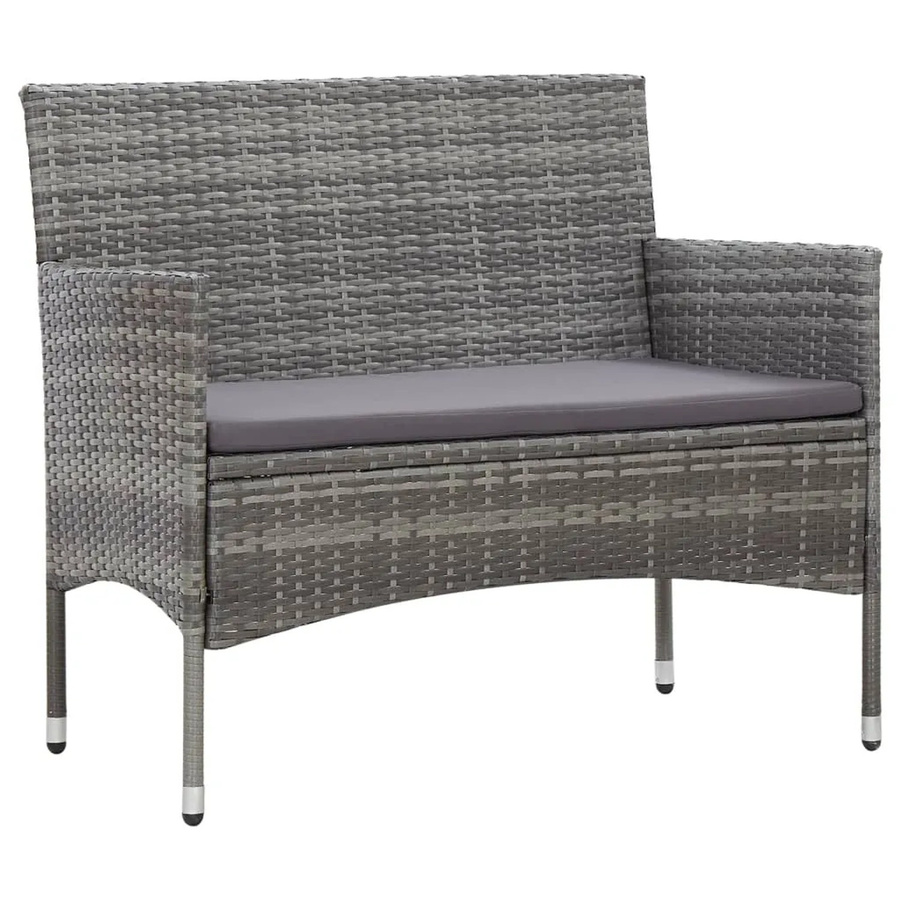 vidaXL 4-tlg Garten-Lounge-Set Modell 10 aus Poly Rattan in Grau mit Auflagen - Bild 1