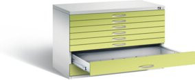 C+P Flachablageschrank Serie 7100_7200 in Viridingrün und Lichtgrau, H x B x T: 76 x 110 x 76,5 cm - Bild 1