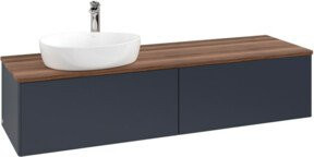 V&B Waschtischunterschrank Antao ohne Frontstruktur, Wandhängend, Weiß und Blau lackiert, Breite: 160 cm, Tiefe: 50 cm - Bild 1