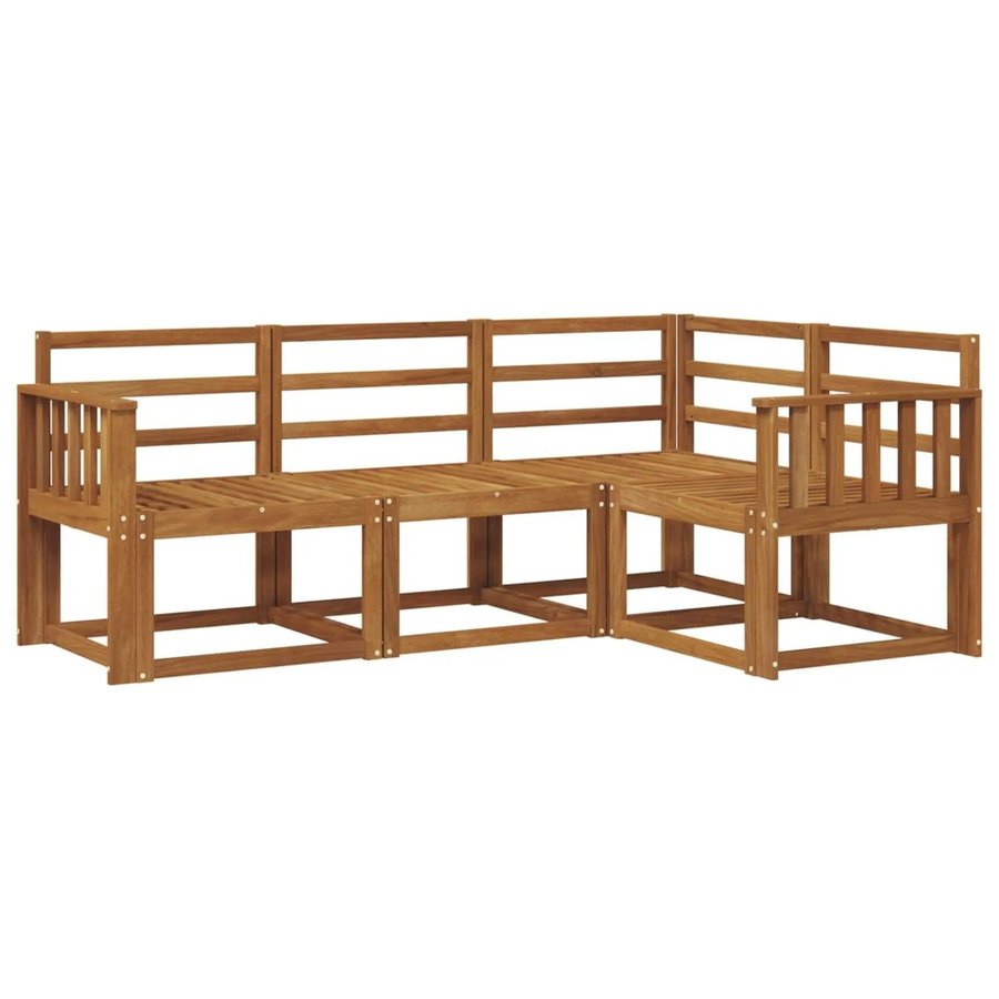vidaXL Outdoor-Sofagarnitur 4-teilig aus Akazien-Massivholz in Braun und Beige mit L-Form für Garten, Balkon und Terrasse - Bild 2