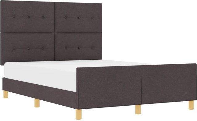 vidaXL Bettgestell mit Kopfteil in Dunkelbraun aus Stoff, B/T: 140 x 190 cm - Bild 1