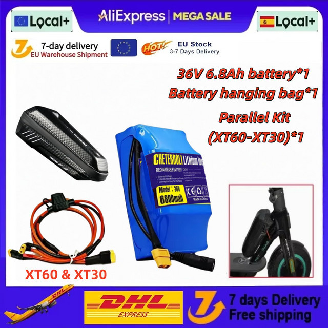 Xiaomi Parallel-Erweiterungsbatterie 36V 6,8Ah für Elektrorroller M365 1S Pro Mi3 Ninebot Max G30 inklusive Tragetasche - Bild 1