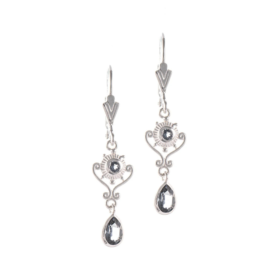 Ohrringe 925 Silber, Zirkonia, anthrazit, Damen - Bild 1