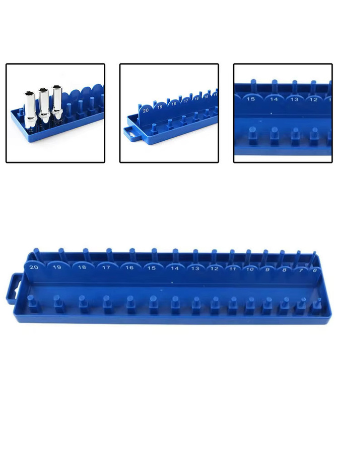 Steckdosensystem Organizer aus Kunststoff in Blau für Garage und Werkstatt, B/T/H: 35,0 x 20,0 x 8,0 cm - Bild 5