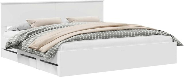 vidaXL Bettrahmen mit Schubladen in Weiß aus Holzwerkstoff B/T/H: 200 x 200 x 41,66 cm - Bild 1