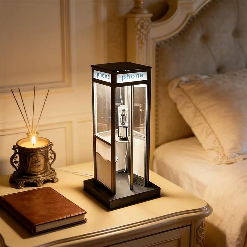 JETTING Retro-Vintage Telefonzellen-Tischlampe mit warmweißem integriertem LED-Licht - Bild 5