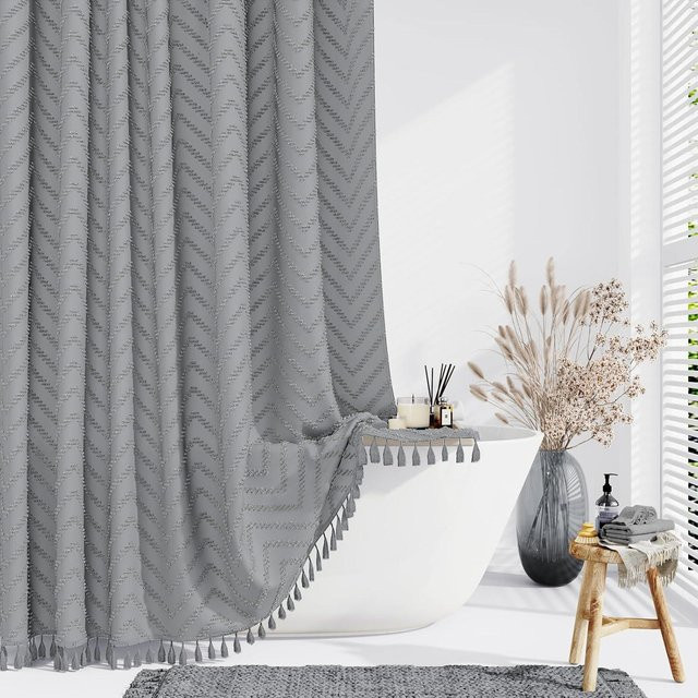 HomeHarmony Bohemian Duschvorhang aus Polyester, Grau, B x H: 183 x 198 cm - Bild 1