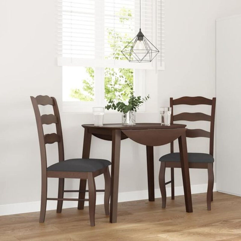 Vidaxl Esszimmerstühle aus Massivholz Gummibaum mit Kissen, 2er Set, Braun, Klassisch - Bild 1