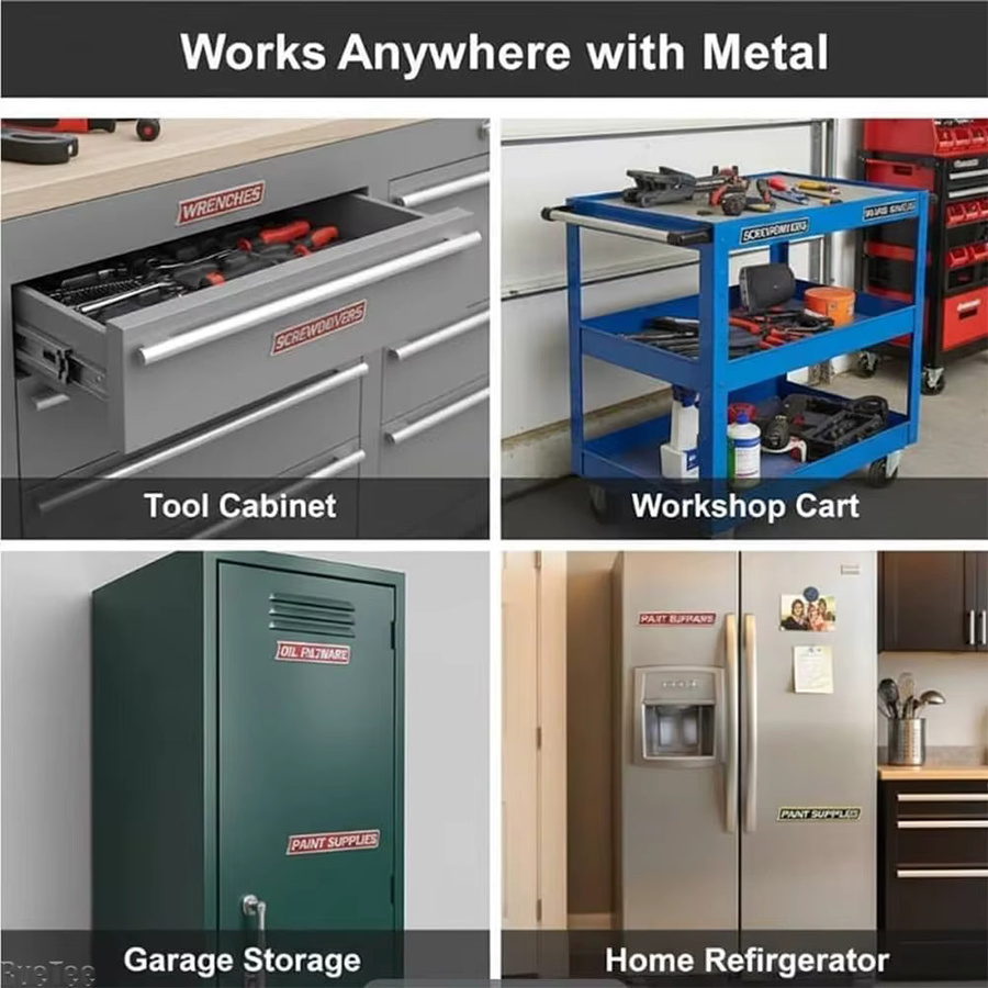 RveTee 12er-Pack magnetische Werkzeugkasten-Etiketten aus Kunststoff, 3D-gedruckte Etiketten zur Organisation von Werkzeug und Zubehör - Bild 3