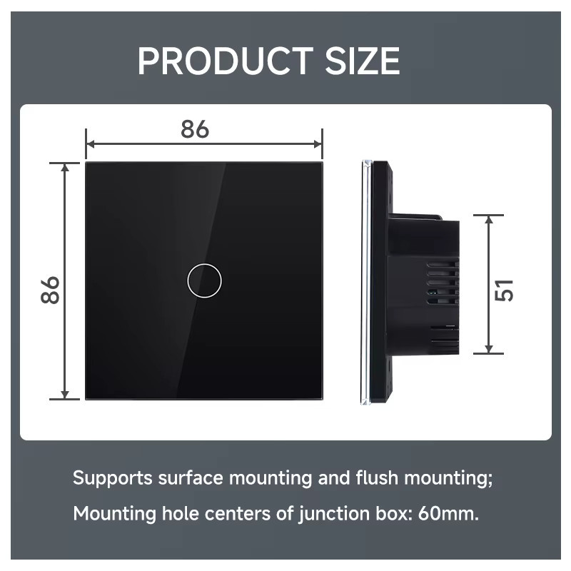 GEYA Smart WLAN Touch Wandschalter Tuya kompatibel mit Alexa und Google Assistant, Schwarz, Neutralleiter erforderlich - Bild 4