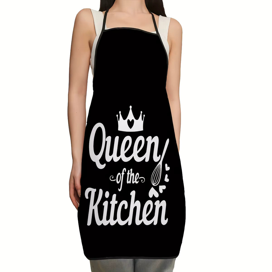 ZZN Schürze mit Buchstabendruck aus strapazierfähigem Polyester in Schwarz mit verstellbarem Umhängeband für die Küche - Bild 2