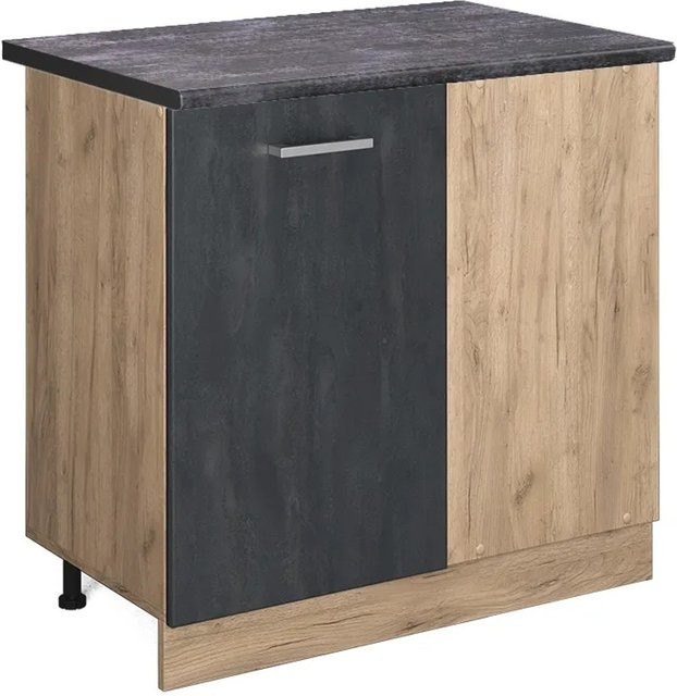 Vicco Eckunterschrank R-Line in Schwarz Beton Eiche mit Arbeitsplatte in Anthrazit, Höhe: 86 cm - Bild 2