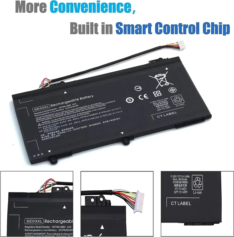HP SE03XL Ersatzakku für Pavilion 14 14-AL000 14-AL125TX TPN-Q171, 11,55 V 3450 mAh, Schwarz - Bild 4