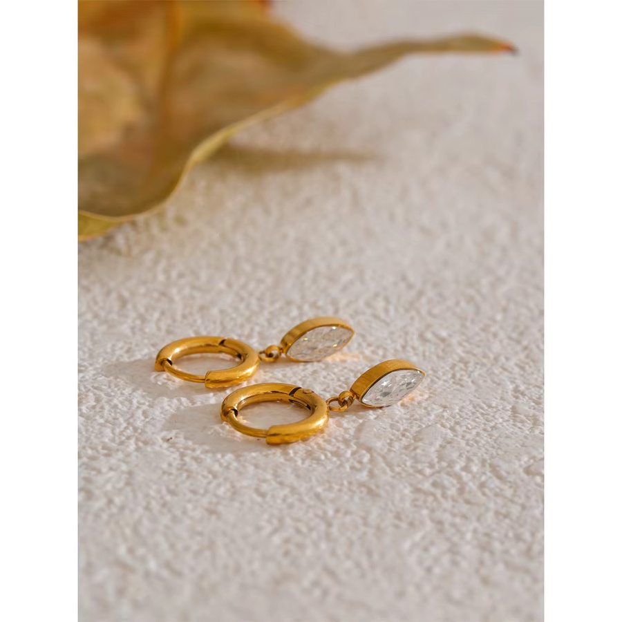 Yhpup Ohrringe Edelstahl, Zirkonia, Gold, Unisex - Bild 2