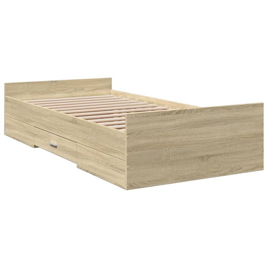Vidaxl Bettrahmen mit Schubladen in Sonoma-Eiche, modern, B: 90 cm, L: 200 cm - Bild 2