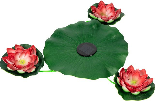 Viva Domo LED-Solar-Seerose schwimmend in Rot und Grün - Bild 1