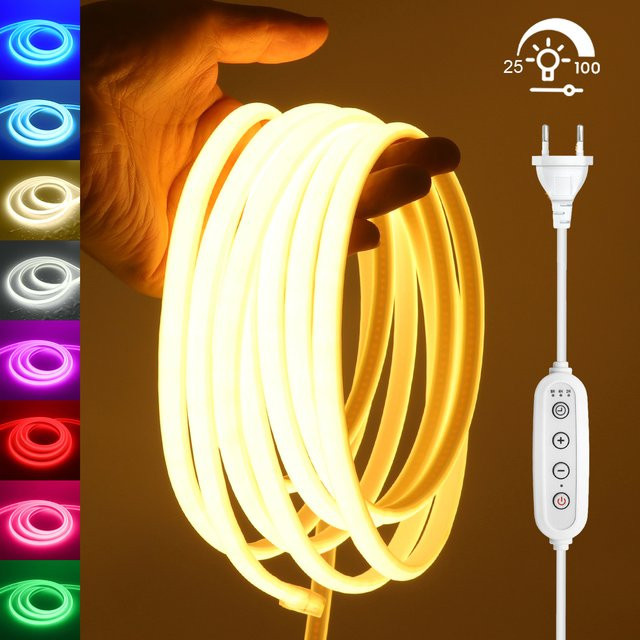 HEGEHE RGB COB-Neonstreifen LED-Licht, dimmbar mit Timer, wasserdicht, Multicolour, für Innen und Außen - Bild 1