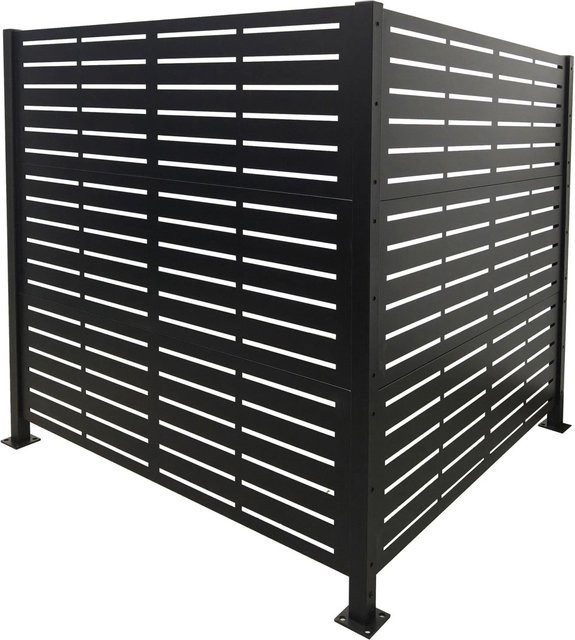 Relaxdays Mülltonnenverkleidung aus Metall in Schwarz, B/T/H: 120 x 120 x 4 cm - Bild 1