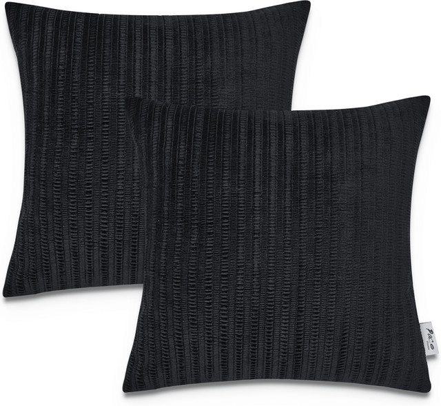 2er-Set Kissenbezüge Chino in Schwarz aus Polyester, B/B: 45 x 45 cm - Bild 1