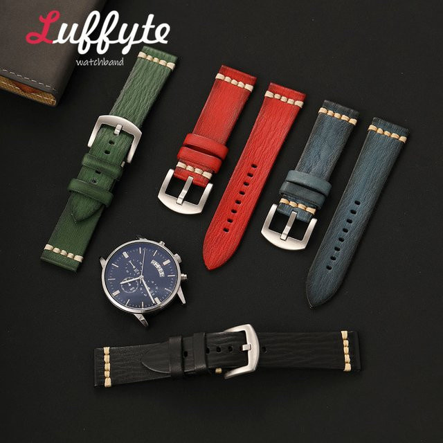 luffyte Uhrenarmband Echtleder, Edelstahl-Schnalle, Herren - Bild 1