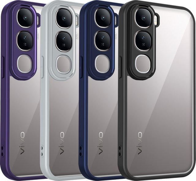 Vivo Y21d und Vivo Y31 5G Handyhülle aus Silikon mit Luftpolster-Stoßfänger und matter Rückseite in Transparent und Blau - Bild 1