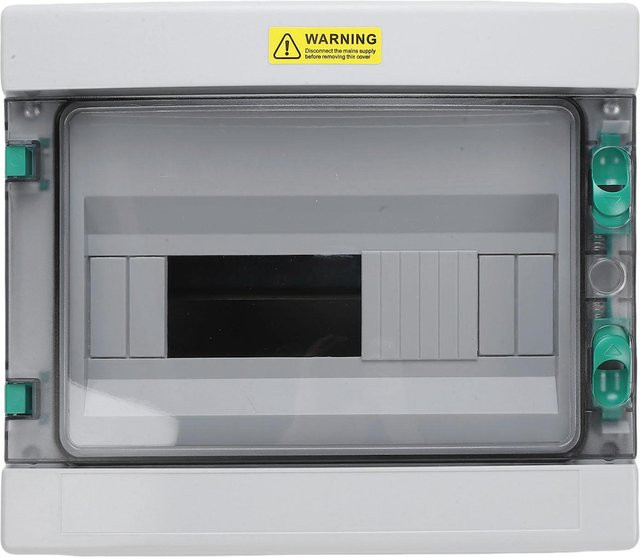 Aimo Elektrischer Außenverteilerkasten mit 12 Stromkreisen, IP66 Regensicher, Grau mit transparentem Deckel aus Kunststoff - Bild 1