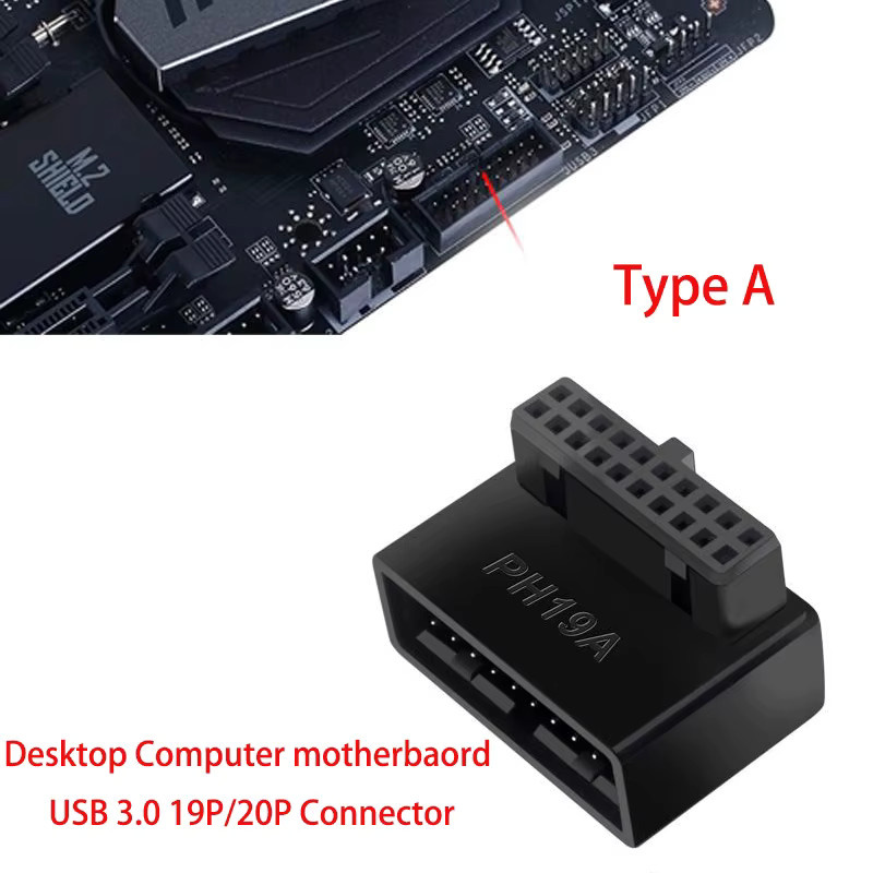 Geris Power USB 3.0 19Pin auf USB-C Adapter in Schwarz für Desktop-Computer - Bild 3