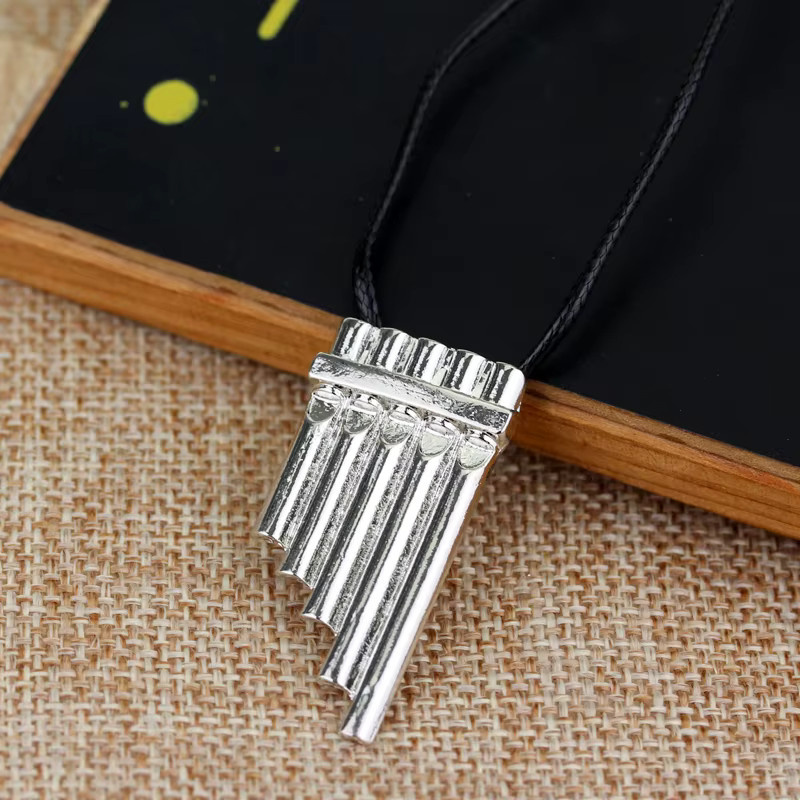 Bandai Halskette mit Anhänger, Panflöte, Silber, Unisex - Bild 3