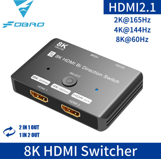 FDBRO HDMI 2.1 Bidirektionaler Switcher-Adapter-Splitter 8K@60Hz und 4K@120Hz für PS5, PS4 und Nintendo Switch - Bild 1