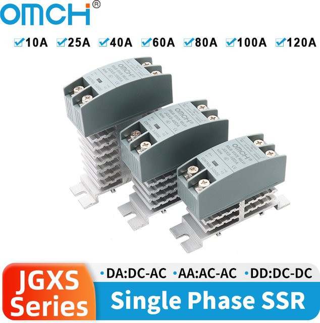 OMCH DIN-Schienen-Halbleiterrelais SSR mit Kühlkörper für Einphasensteuerung DC-AC DC-DC AC-AC - Bild 1