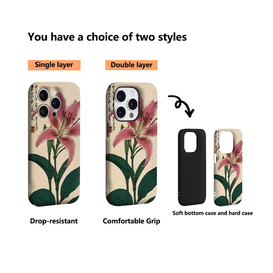 Oriental Lily Art Handyhülle für iPhone 11 bis iPhone 17 Pro Max Plus mit doppelschichtiger Rückseite in Multicolour - Bild 3
