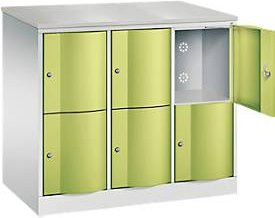 C+P Schließfachschrank Resisto mit 3 Abteilen und 6 Fächern, Farbe: Lichtgrau/Clowngrün, B/T/H: 114,8 x 64,0 x 107,7 cm - Bild 1