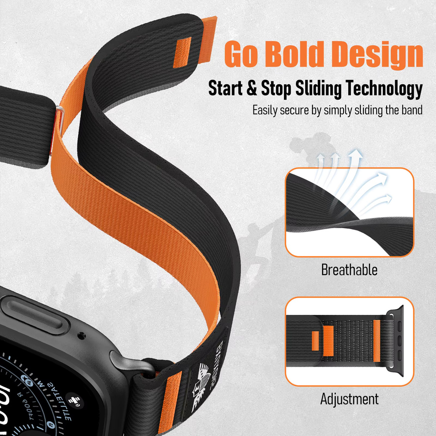 Trail-Loop-Armband für Apple Watch, Nylon, Schwarz, Unisex - Bild 3