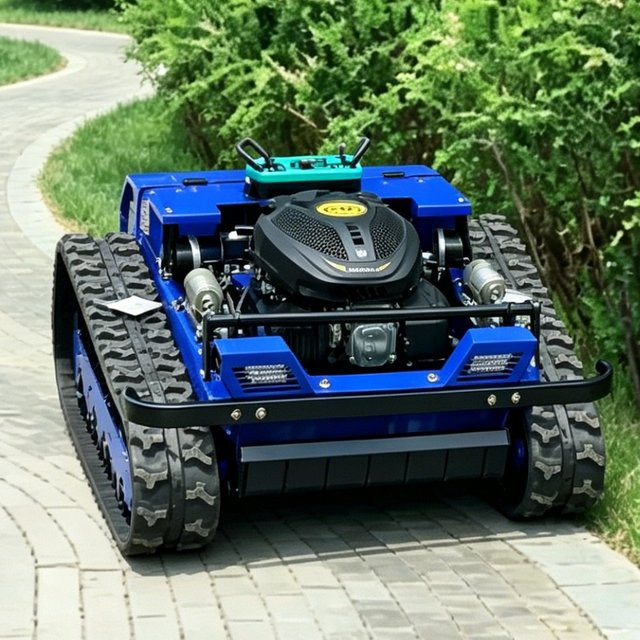 ENSENK Kabelloser ferngesteuerter Raupenmäher-Roboter in Blau mit wiederaufladbarem Akku für professionelle Landwirtschaft und alle Geländearten - Bild 1