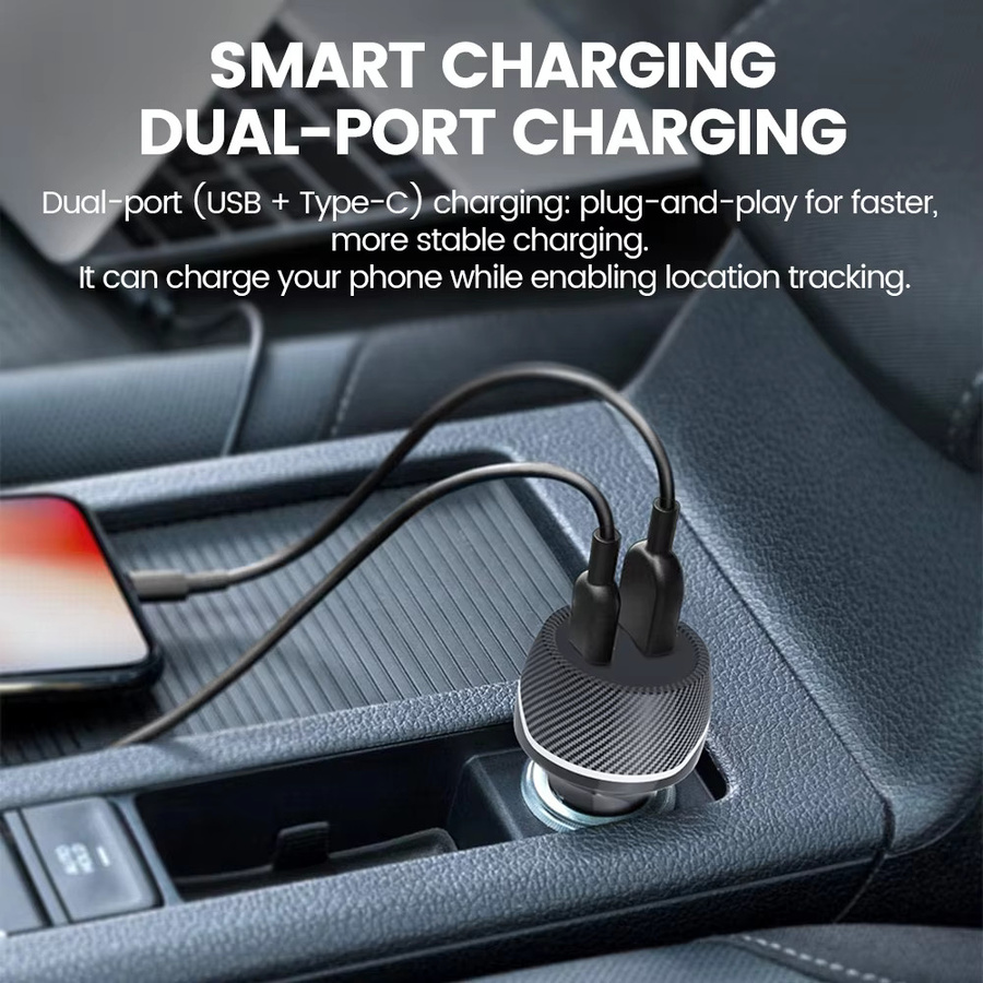 Peocke Auto-Ladegerät mit USB-C Schnellladung und GPS-Ortungsfunktion für iOS Find My App in Schwarz oder Weiß - Bild 3